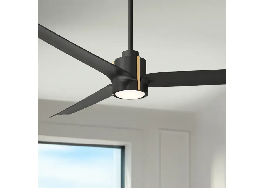 60" Casa Vieja Aero Matte Black LED Ceiling Fan with Remote-gold