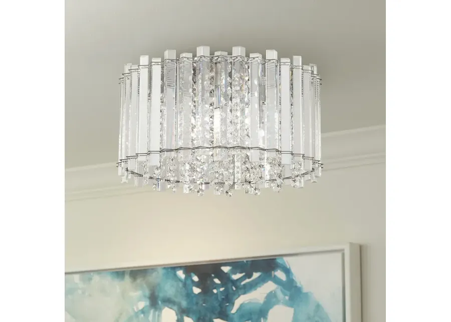 Francesca 14" Wide Clear Crystal LED Ceiling Light-silver