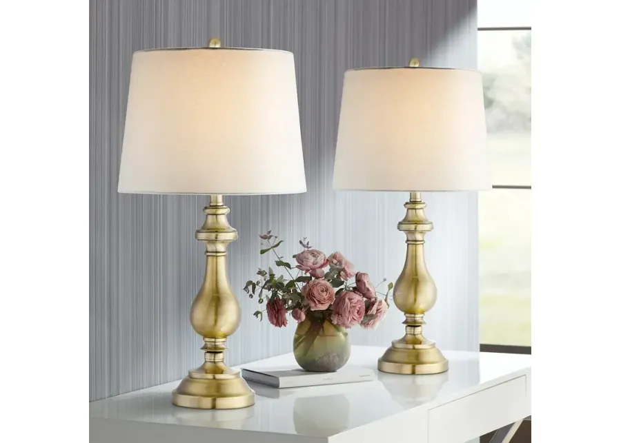 Regency Hill Fairlee 26" Brass Candlestick Table Lamps Set of 2-gold