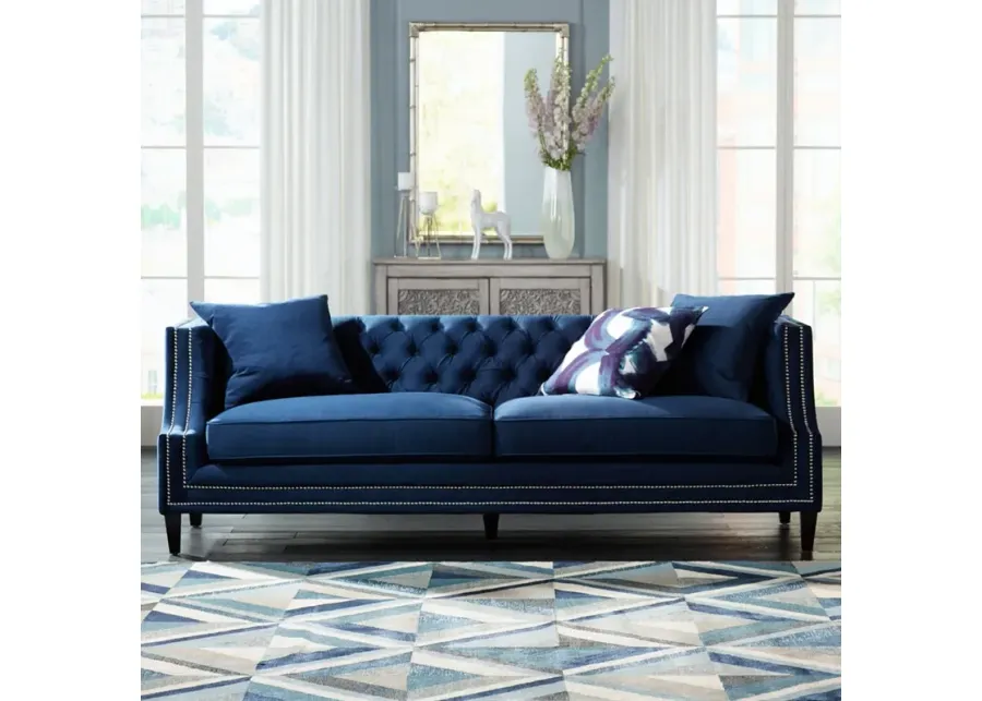 55 Downing Street Marilyn 93" Wide Blue Velvet Tufted Upholstered Sofa-93