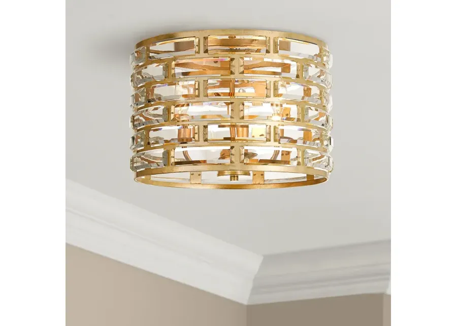 Crystorama Meridian 15" Wide Modern Gold and Crystal Ceiling Light-gold