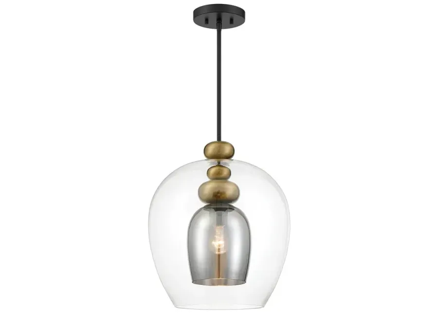 Metropolitan Amesbury 1-Light 15.75-in Coal Black and Brass Indoor Pendant-black