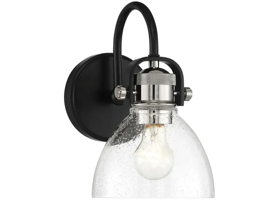 Minka Monico 10 1/2" Matte Black and Polished Nickel Wall Sconce-black