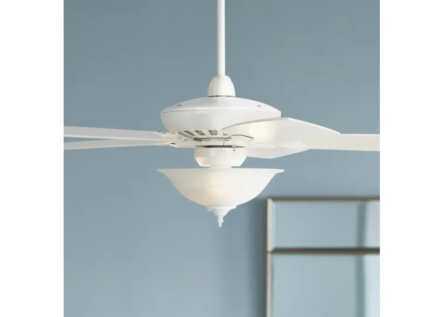 52" Casa Journey White Alabaster Glass LED Ceiling Fan with Remote-white