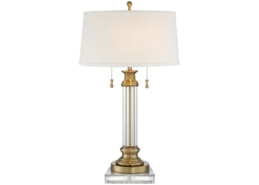Vienna Full Spectrum 31 1/2" Brass and Crystal Lamp with Square Riser-gold