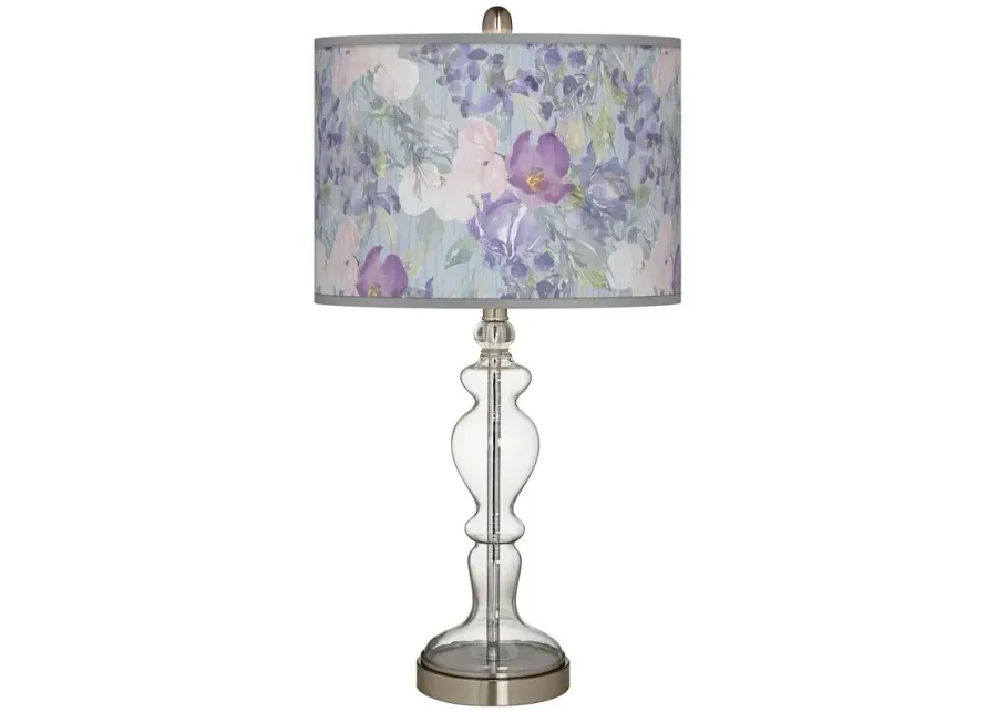 Spring Flowers Giclee Apothecary Clear Glass Table Lamp-purple
