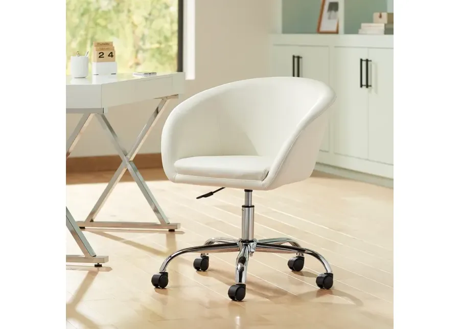 55 Downing Street Nash Creme Faux Leather Modern Adjustable Office Chair-silver