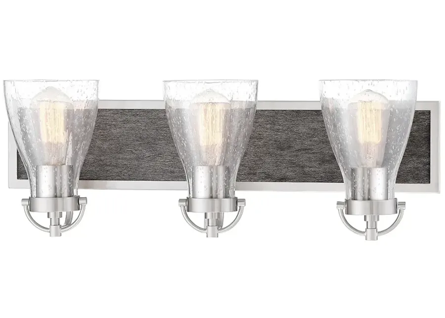 Garrison 24" Wide Brushed Nickel and Wood 3-Light Bath Light-gray