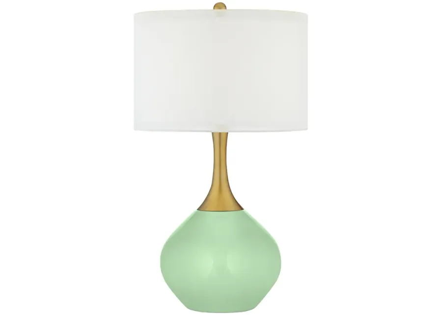 Color Plus Nickki Brass 30 1/2" Flower Stem Green Modern Table Lamp-green