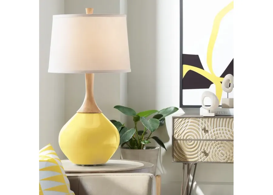 Color Plus Wexler 31" White Shade Modern Lemon Zest Yellow Table Lamp-yellow