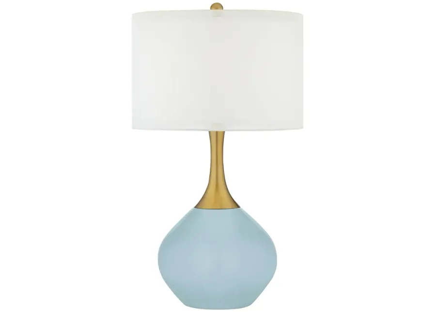 Color Plus Nickki Brass 30 1/2" High Vast Sky Blue Modern Table Lamp-gold