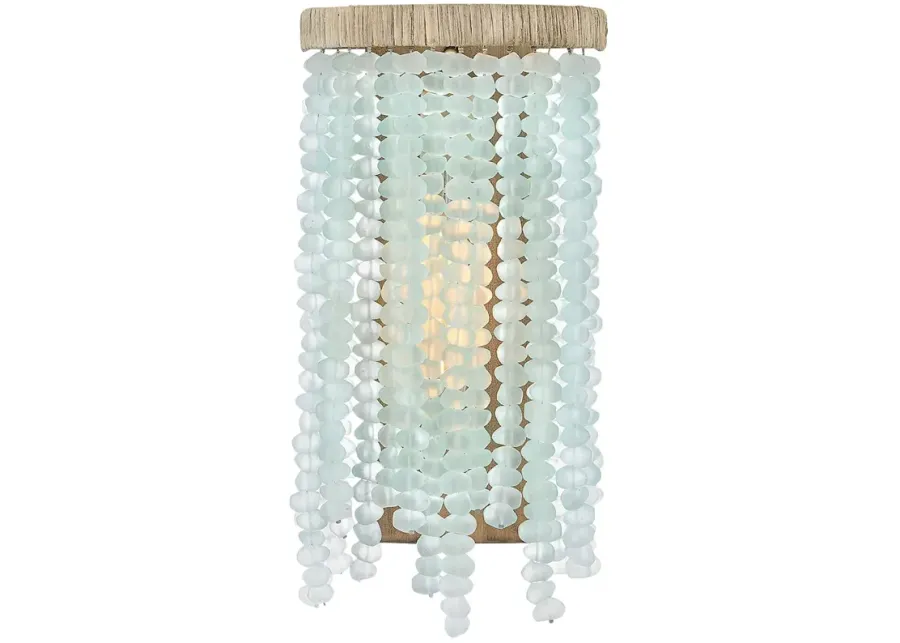 Dune 16" High Burnished Gold Blue Sea Glass Wall Sconce