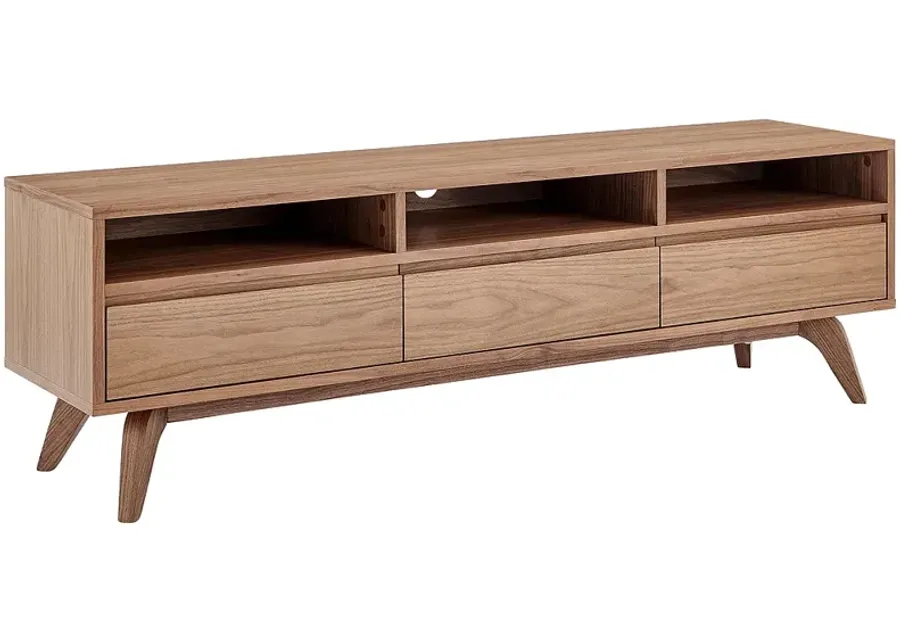 Lawrence 63" Wide American Walnut Wood 3-Drawer Media Stand-brown