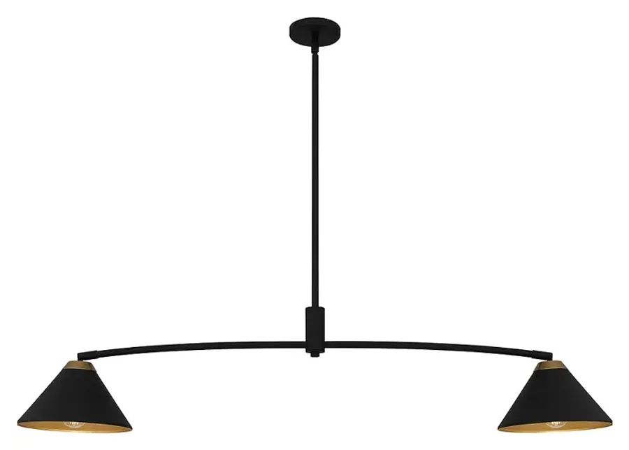 Alscott 2-Light Matte Black Linear Chandelier-black