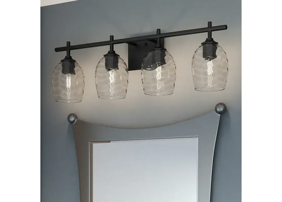 Lucy 4-Light Matte Black Vanity Light-black
