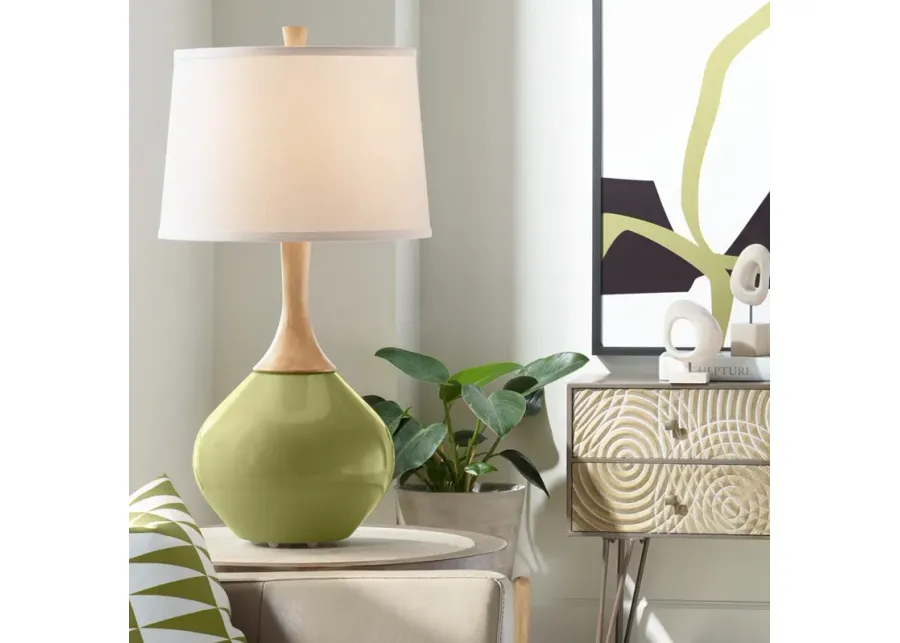 Color Plus Wexler 31" White Shade Rural Green Modern Table Lamp-green