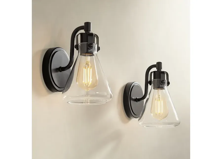 Possini Euro Cindy 8 1/2" High Bronze Beaker Wall Sconce Set of 2-brown