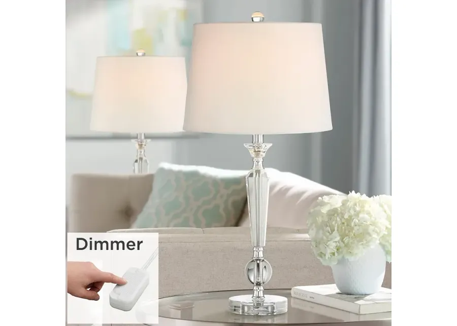 Vienna Full Spectrum Jolie Crystal Table Lamps Set of 2 with Dimmers-white