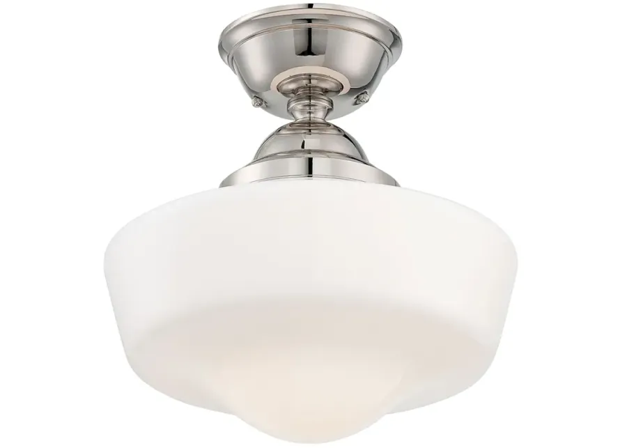 Minka Schoolhouse Style 13 3/4" Wide Polished Nickel Ceiling Light-silver