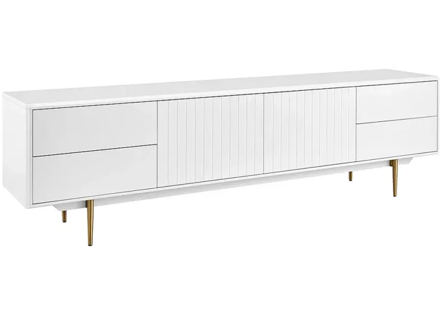 Norna 78 1/2"W White Lacquered 2-Door 4-Drawer Media Stand-white