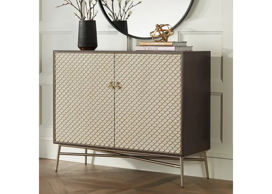 55 Downing Street Auric 35 1/2" Wide Mahogany and Brass Modern Cabinet-gold