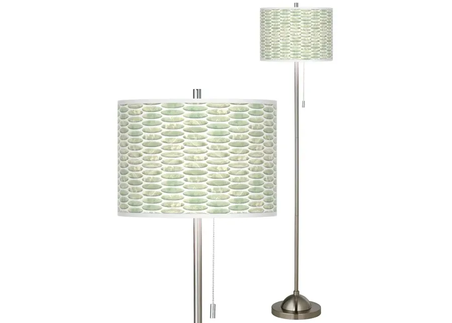 Giclee Glow 62" Oval Tempo Shade Brushed Nickel Pull Chain Floor Lamp-green