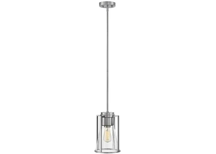 Refinery 7 3/4" Wide Nickel with Clear Shade Mini Pendant-silver