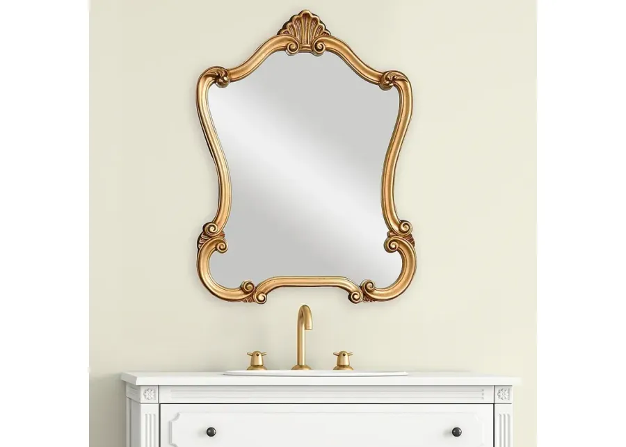 Noble Park Antelope Distressed Gold 26" x 35" Wall Mirror-gold