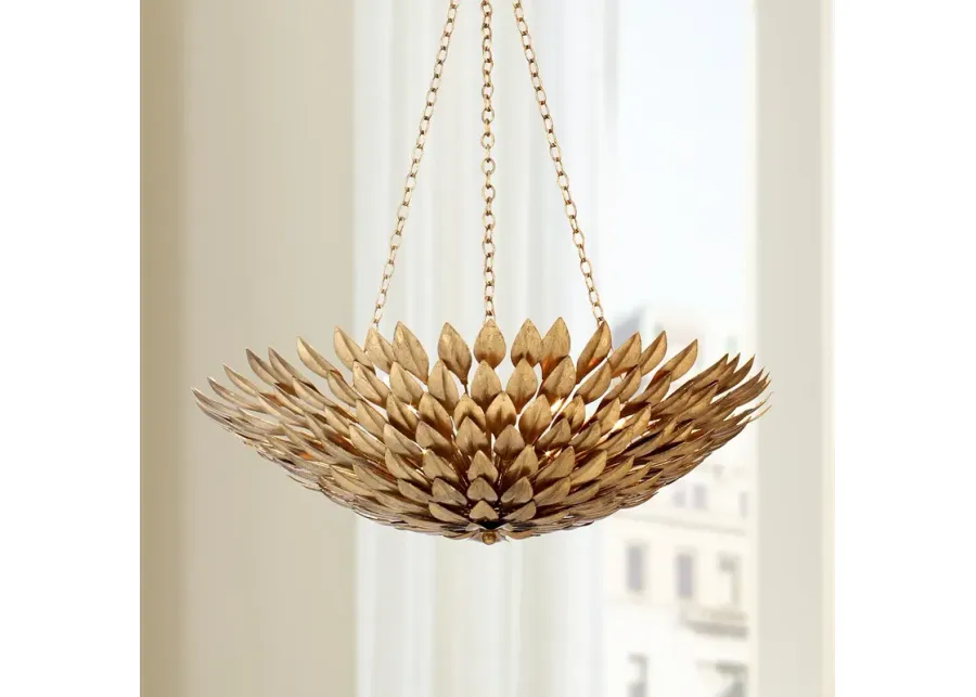 Crystorama Broche 24" Wide Antique Gold Pendant Light-gold