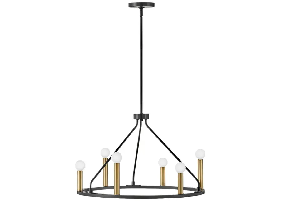 Lark-Lazlo Chandelier-Small Single Tier-Black-Lacquered Brass-black