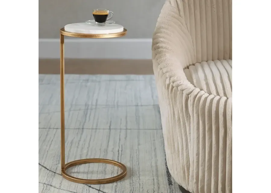 Noble Park Gaia 10 1/4"W Gold and White Marble Accent Table-gold
