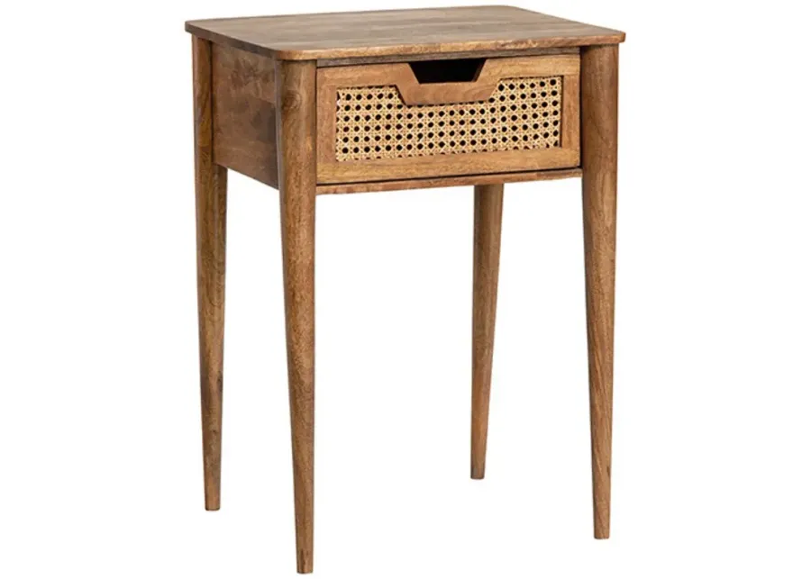 Crestview Collection Guadalupe Wood and Cane Accent Table-gold