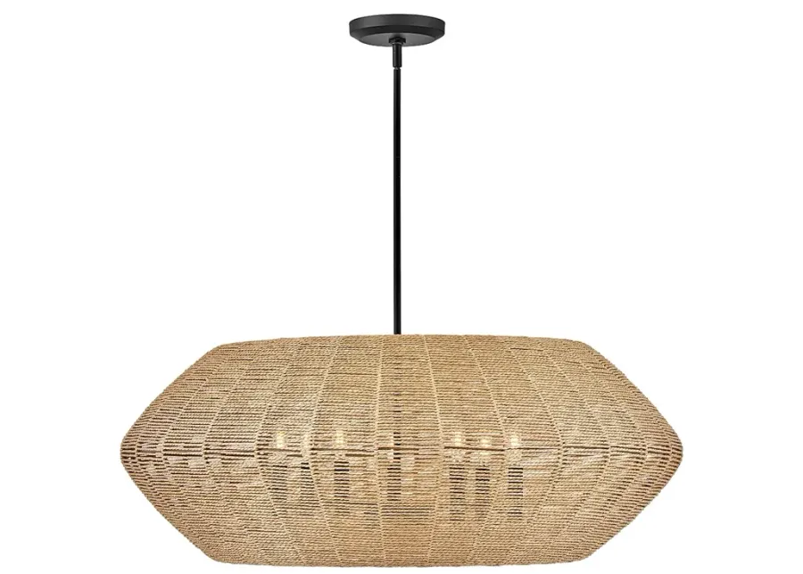 Hinkley Luca 38" Wide Black 7-Light Woven Rattan Drum Chandelier-brown 1 92154-hinkley-luca-38-wide-black-7-light-woven-rattan-drum-chandelier-brown-1.webp