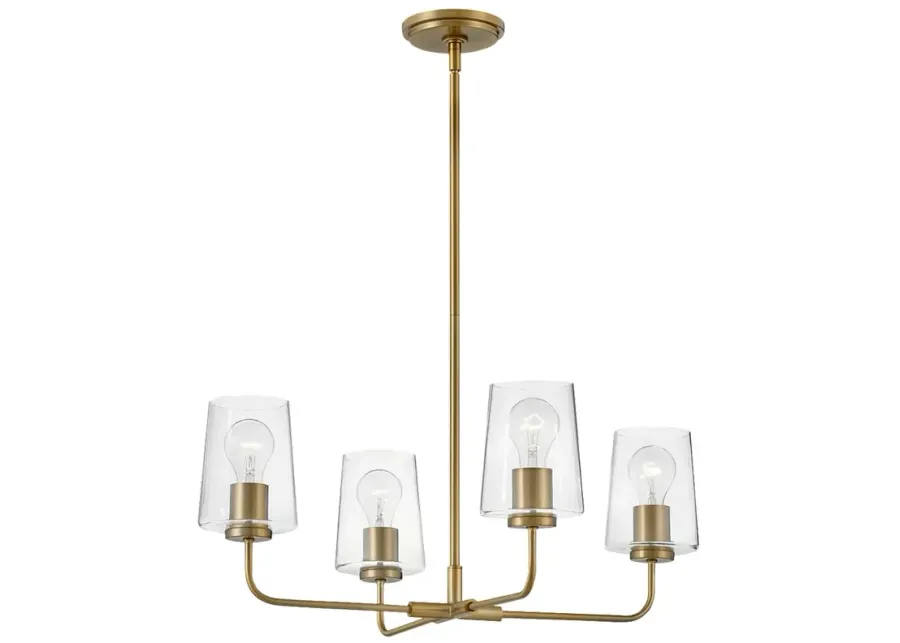 Hinkley Kline 25" Wide Lacquered Brass 4-Light Chandelier-gold