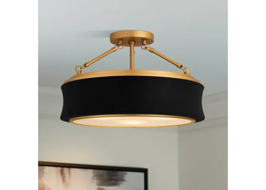 Quoizel Dylan 16" Wide Matte Black and Gold Drum Ceiling Light-gold