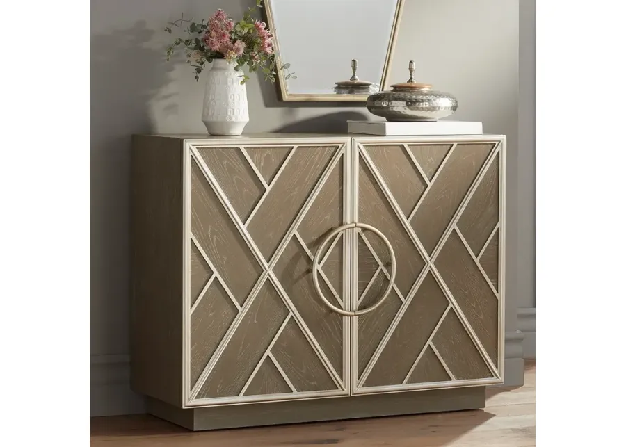Vera Light Gray and Ivory 2-Door Accent Chest-gold