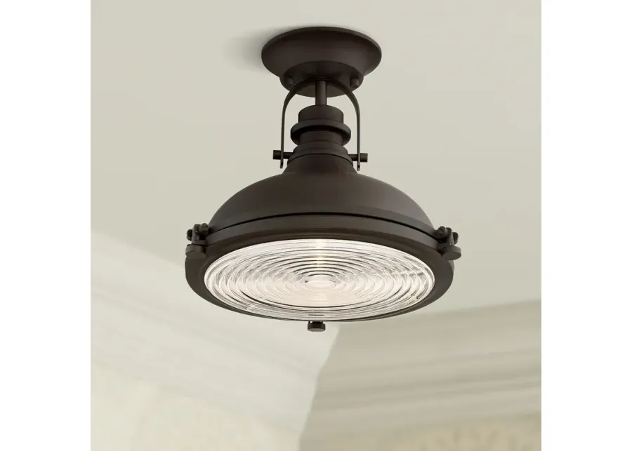 Possini Euro Verndale 11 3/4" Wide Bronze Industrial Ceiling Light-brown