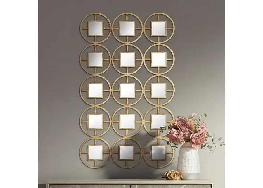 Verna 40 1/2"H Glossy Gold Circle Metal Mirrored Wall Art-gold