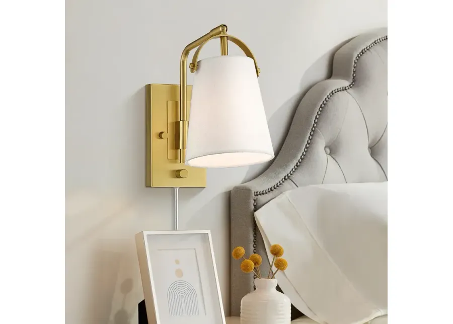 Possini Euro Erica 11" High Antique Brass Plug-In Wall Sconce-gold