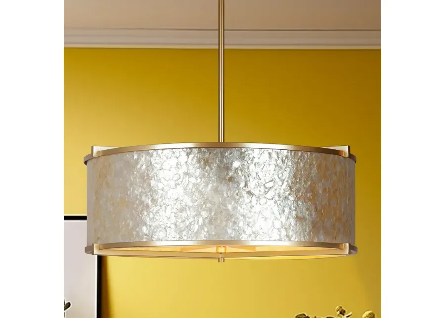 Metropolitan Sommers Bend 27" 6-Light Fawn Gold Capiz Shell Pendant-gold