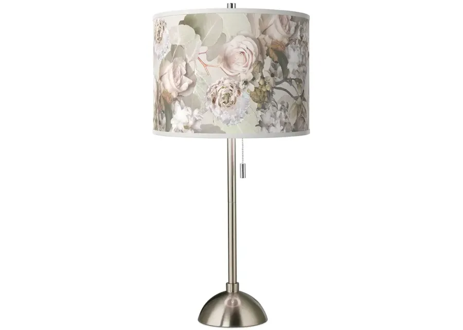 Giclee Glow Rosy Blossoms 28" High Giclee Brushed Nickel Table Lamp-silver