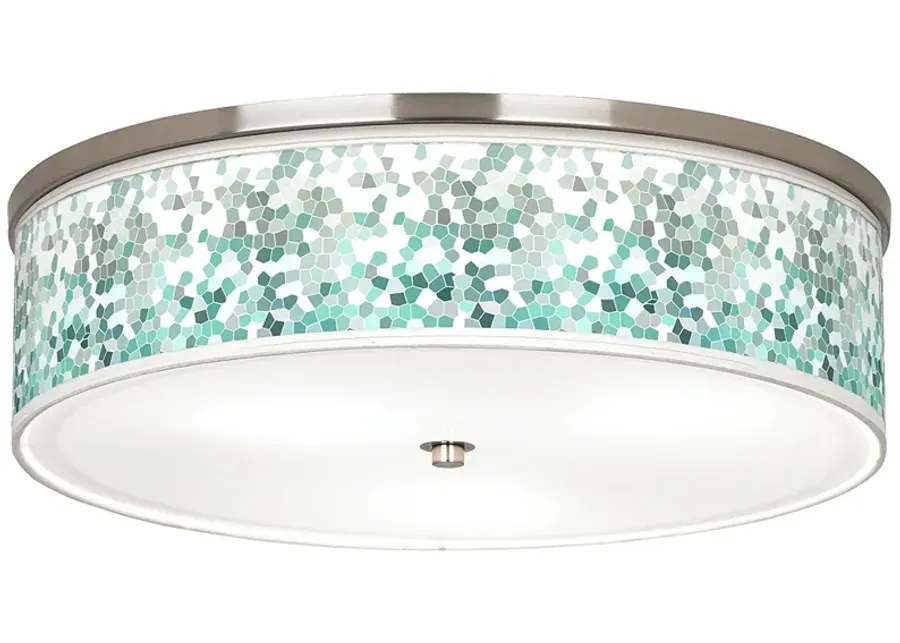 Aqua Mosaic Giclee Nickel 20 1/4" Wide Ceiling Light-green