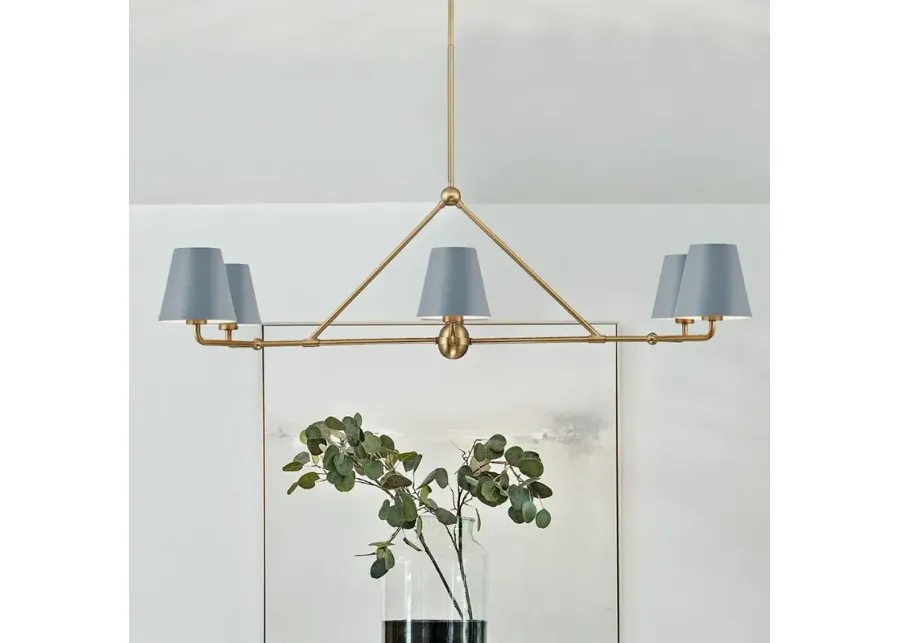 Xavier 46" Wide Vibrant Gold 6-Light Linear Chandelier-gold