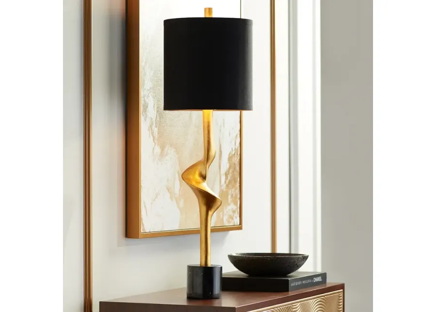 Possini Euro Minerva 32" High Modern Marble and Gold Leaf Table Lamp-gold