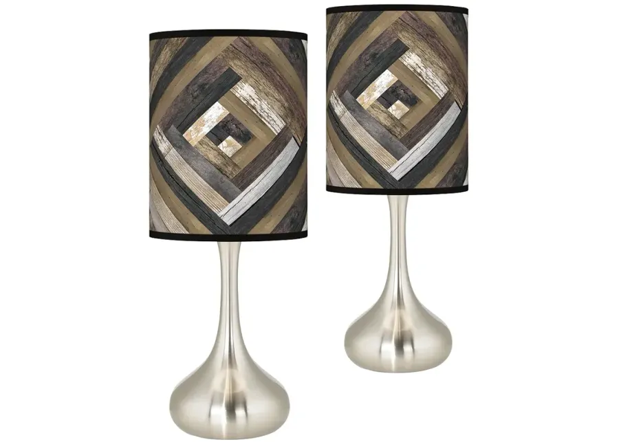 Giclee Glow Droplet 23 1/2" Woodwork Diamonds Shade Lamps Set of 2-silver