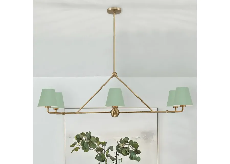 Crystorama Xavier 6 Light Vibrant Gold + Green Chandelier-gold