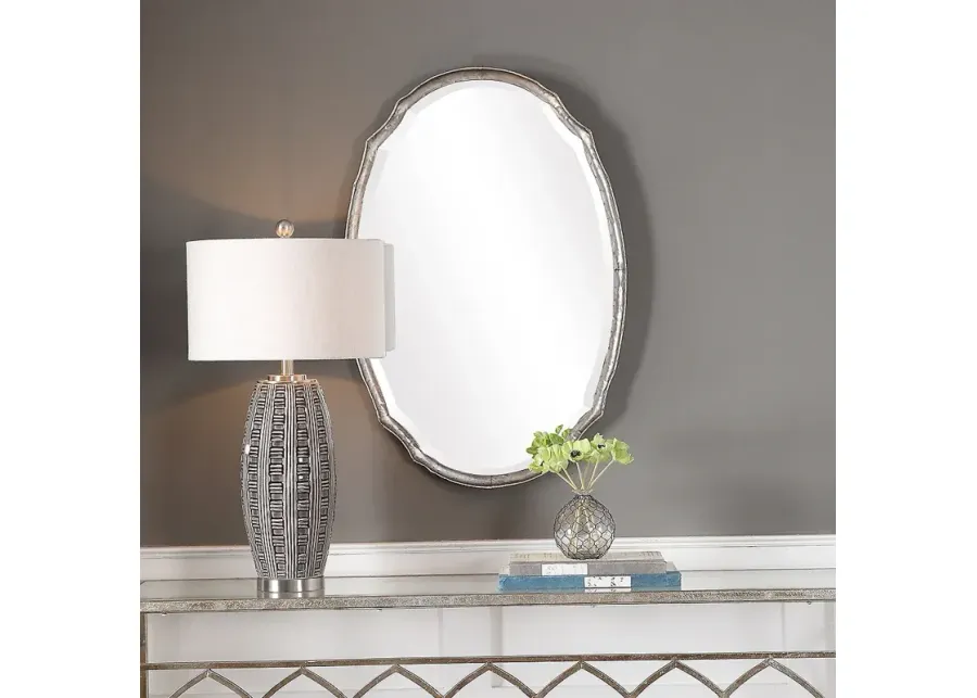 Noble Park Carmichael Silver 24" x 36" Oval Wall Mirror-silver