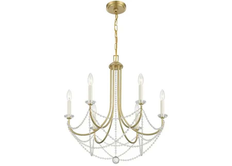 Crystorama Delilah 24" Wide Antique Brass 6-Light Chandelier-gold