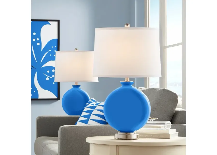 Color Plus Carrie 26 1/2" High Royal Blue Table Lamps Set of 2-silver