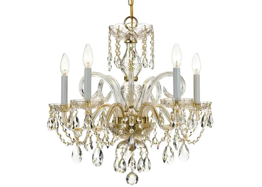 Crystorama Traditional Crystal 22" W 5-Light Brass Crystal Chandelier-gold